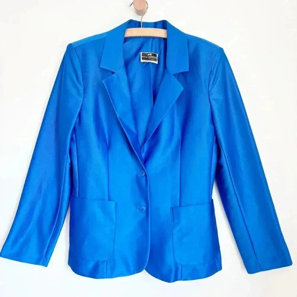 Vintage Alex Coleman Satiny Blue Blazer - Picture 1 of 6